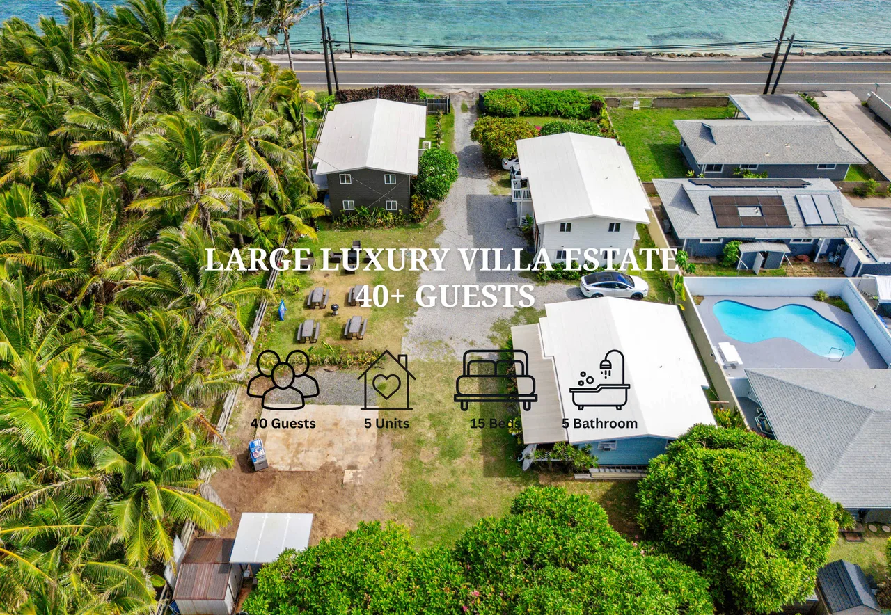 Beachfront Fifteen Bedroom Villa in Oahu