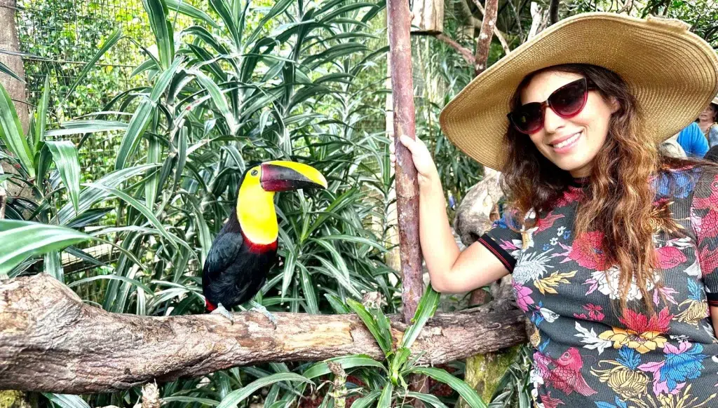 Moriya Rockman with a hat and a parrot
